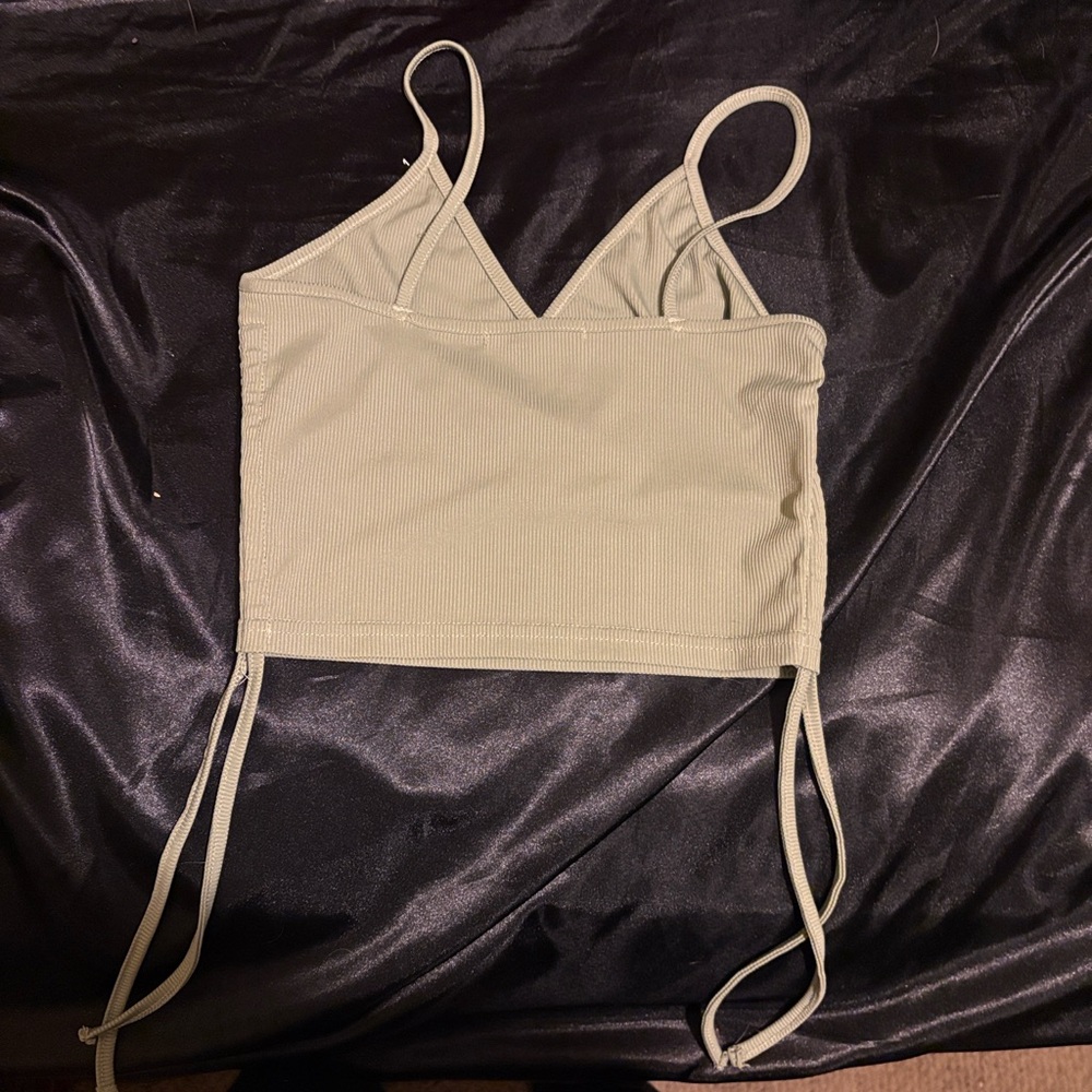 ROMWE Olive Green Ribbed Top